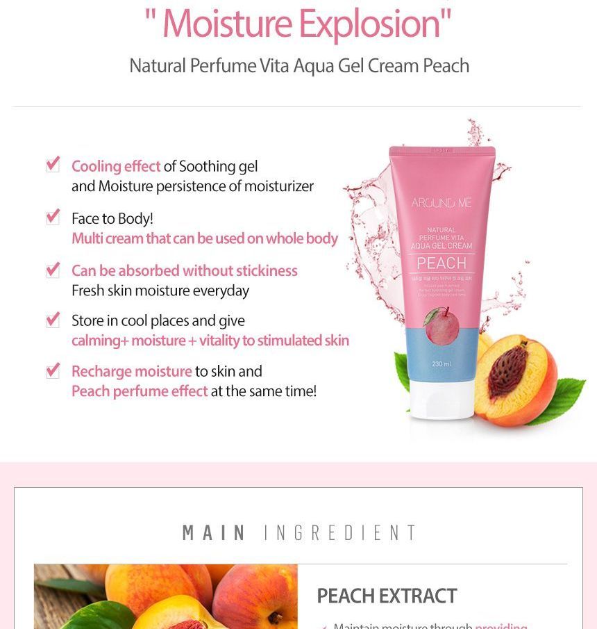 AROUND ME - Natural Vita Aqua Gel Cream Peach, 230ml, 255 g, 8803348037798