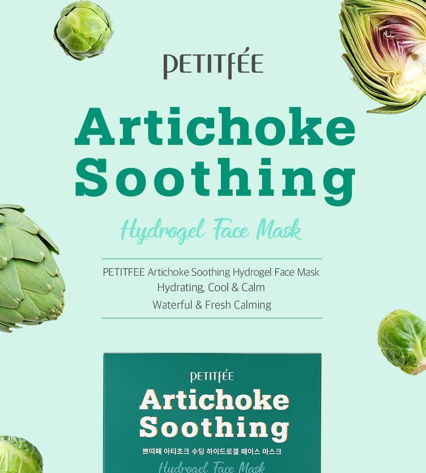 PETITFEE - Artichoke Soothing Hydrogel Face Mask Set, 32g x 5pcs, 287 g, 8809508850566