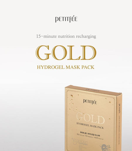 PETITFEE - Gold Hydrogel Mask Pack 5pcs, 32g x 5pcs, 287 g, 8809239803589