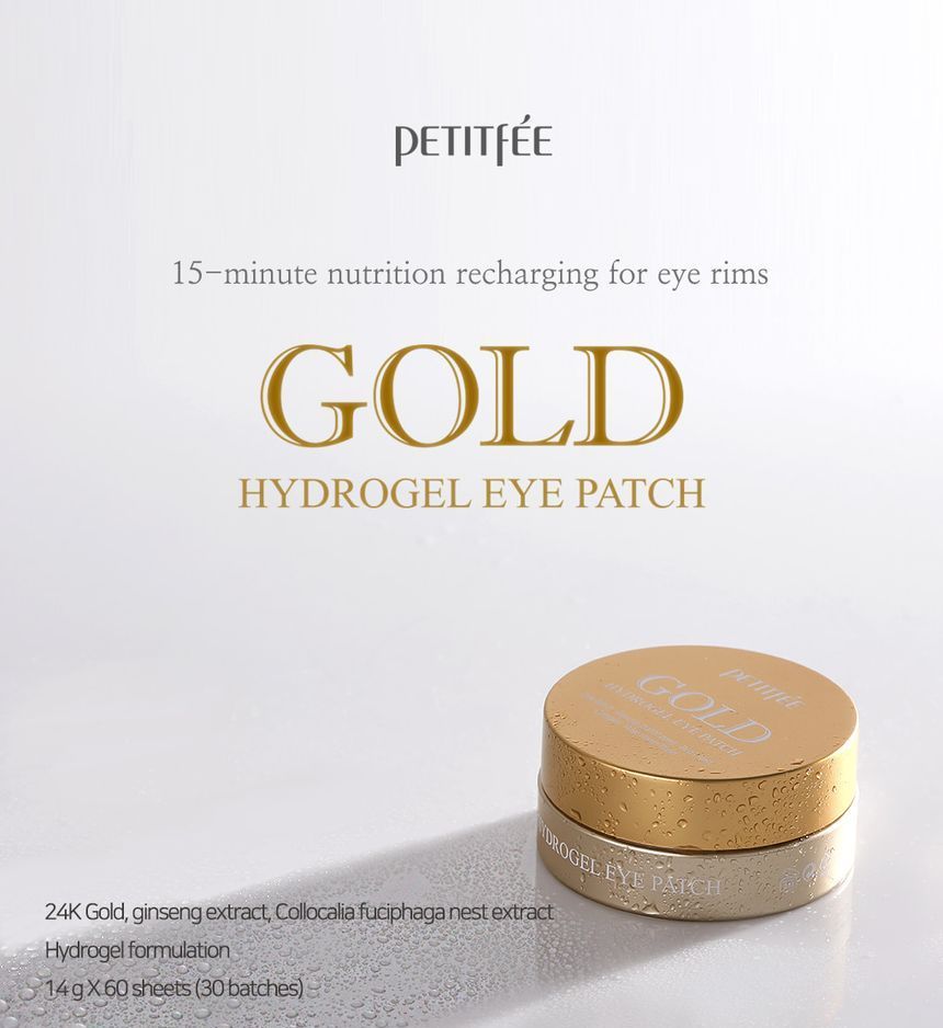 PETITFEE - Gold Hydrogel Eye Patch 60pcs, 60pcs (30pairs), 177 g, 8809239803596