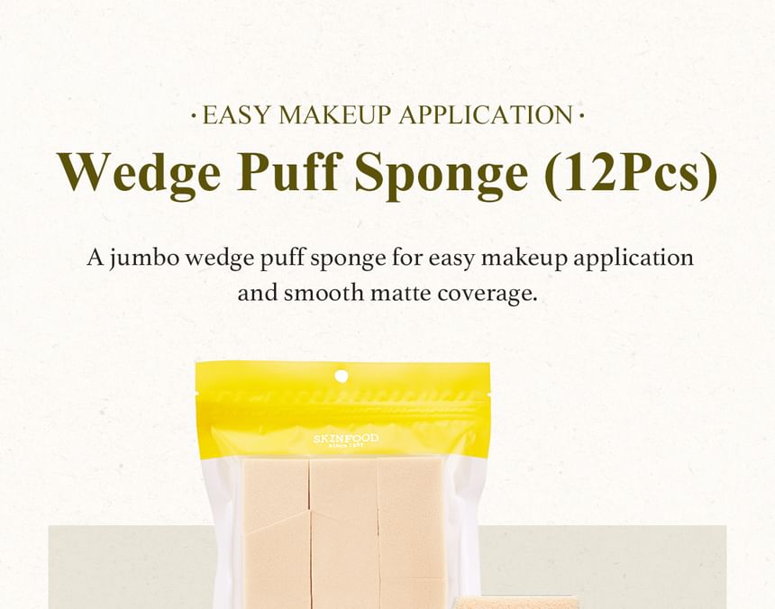 SKINFOOD - Wedge Puff Sponge Jumbo Size, 12 pcs, 50 g, 8809427865214