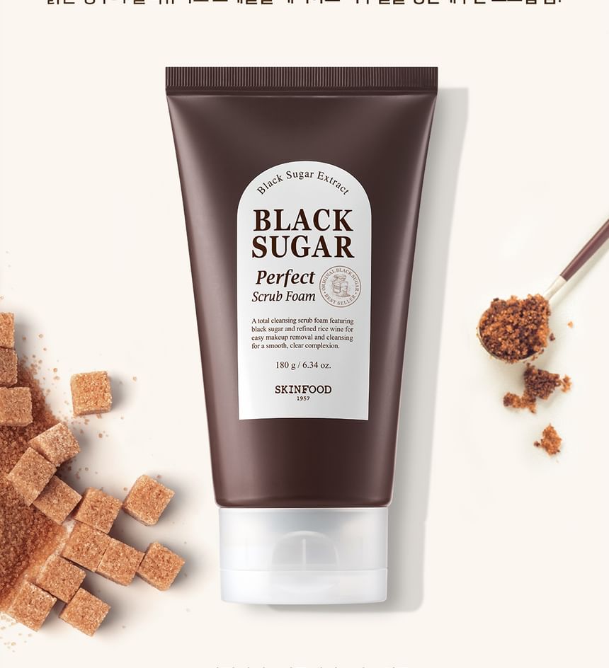 SKINFOOD - Black Sugar Perfect Scrub Foam 180g, Renewed - 180g, 209 g, 8809032674164