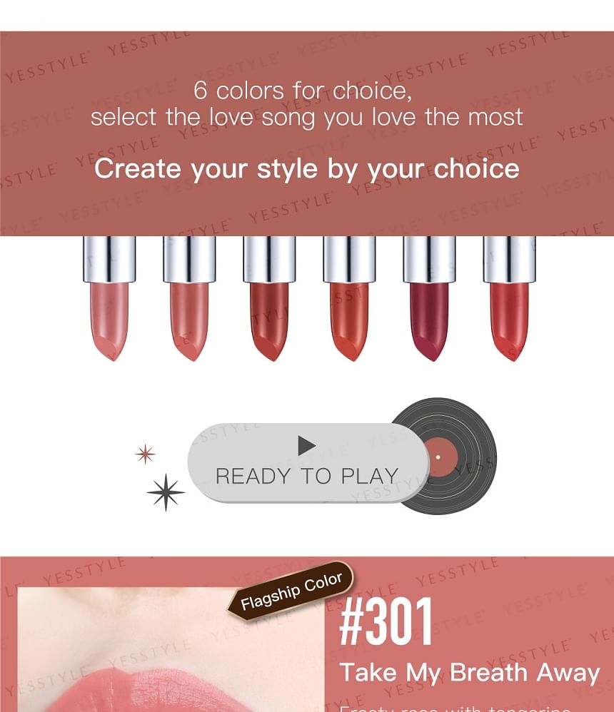 Ready to Shine - Crush On You Creamy Matte Lipstick 301 Take My Breath Away, 4g, 60 g, 4715104200787