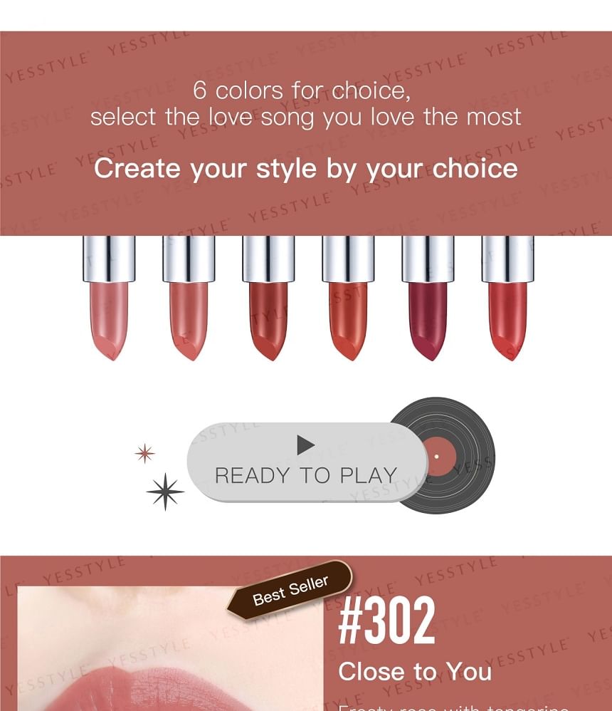 Ready to Shine - Crush On You Creamy Matte Lipstick 302 Close To You, 4g, 60 g, 4715104200794