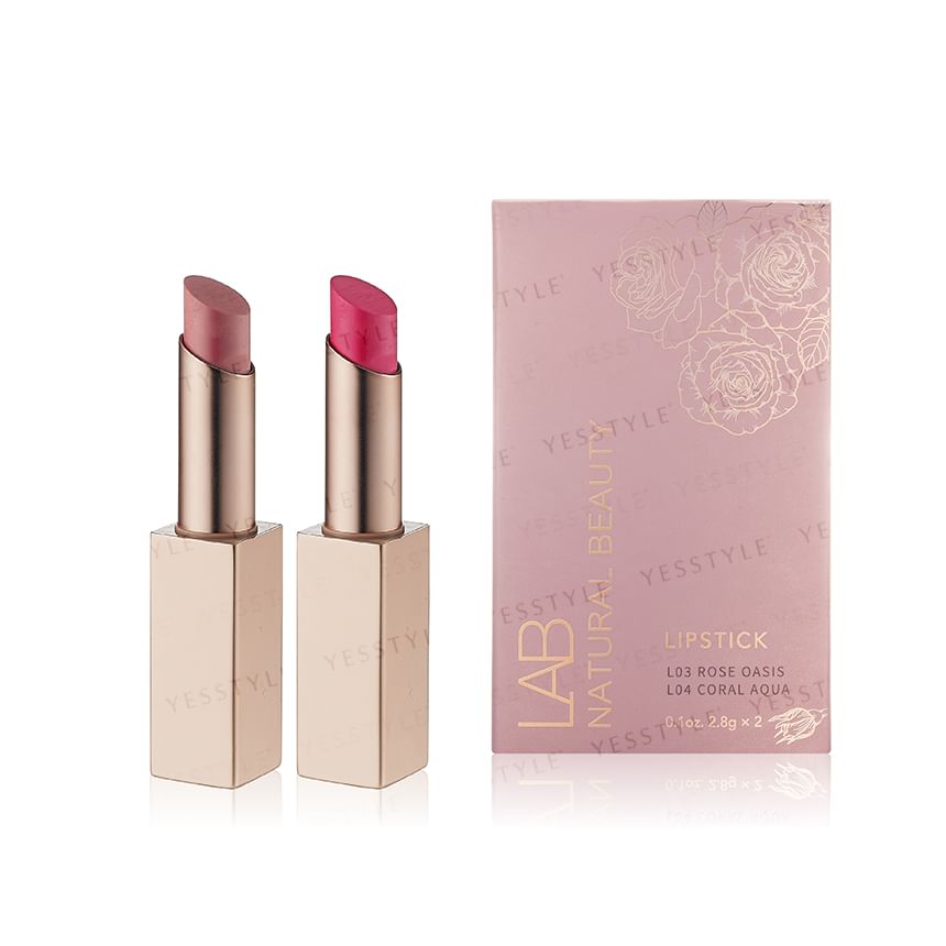 NATURAL BEAUTY - LAB Lipstick Set: L03 Rose Oasis + L04 Coral Aqua, 2 pcs, 150 g, 4711665126986