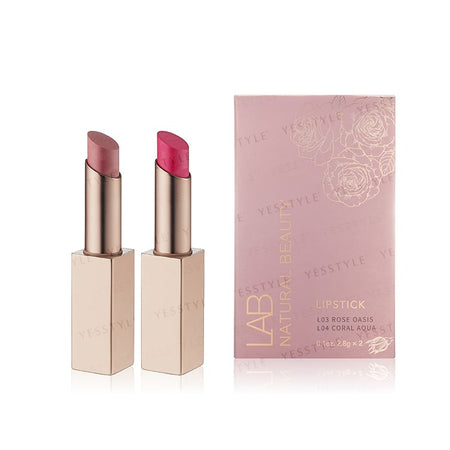 NATURAL BEAUTY - LAB Lipstick Set: L03 Rose Oasis + L04 Coral Aqua, 2 pcs, 150 g, 4711665126986