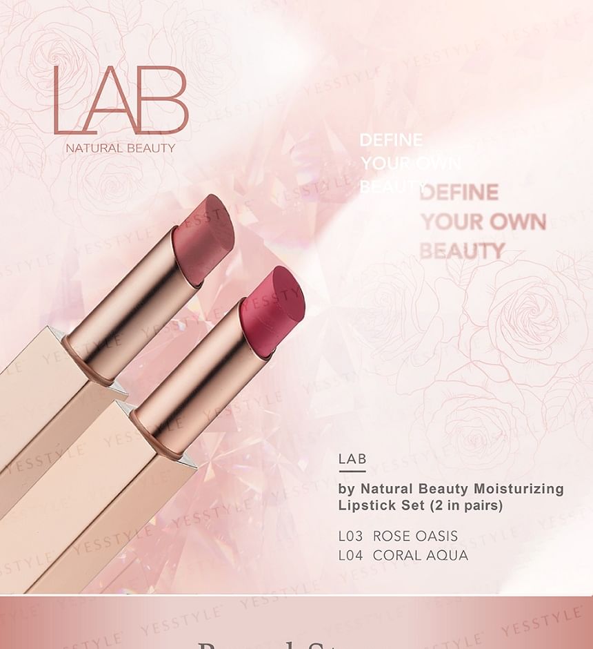 NATURAL BEAUTY - LAB Lipstick Set: L03 Rose Oasis + L04 Coral Aqua, 2 pcs, 150 g, 4711665126986