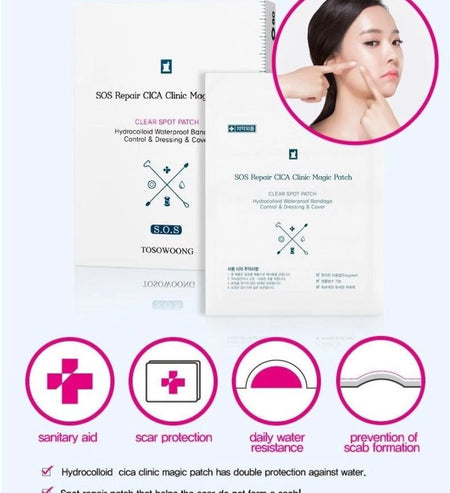 TOSOWOONG - SOS Repair Cica Clinic Acne Patch 66pcs, 1 pack x 66pcs, 20 g, 8809179102995