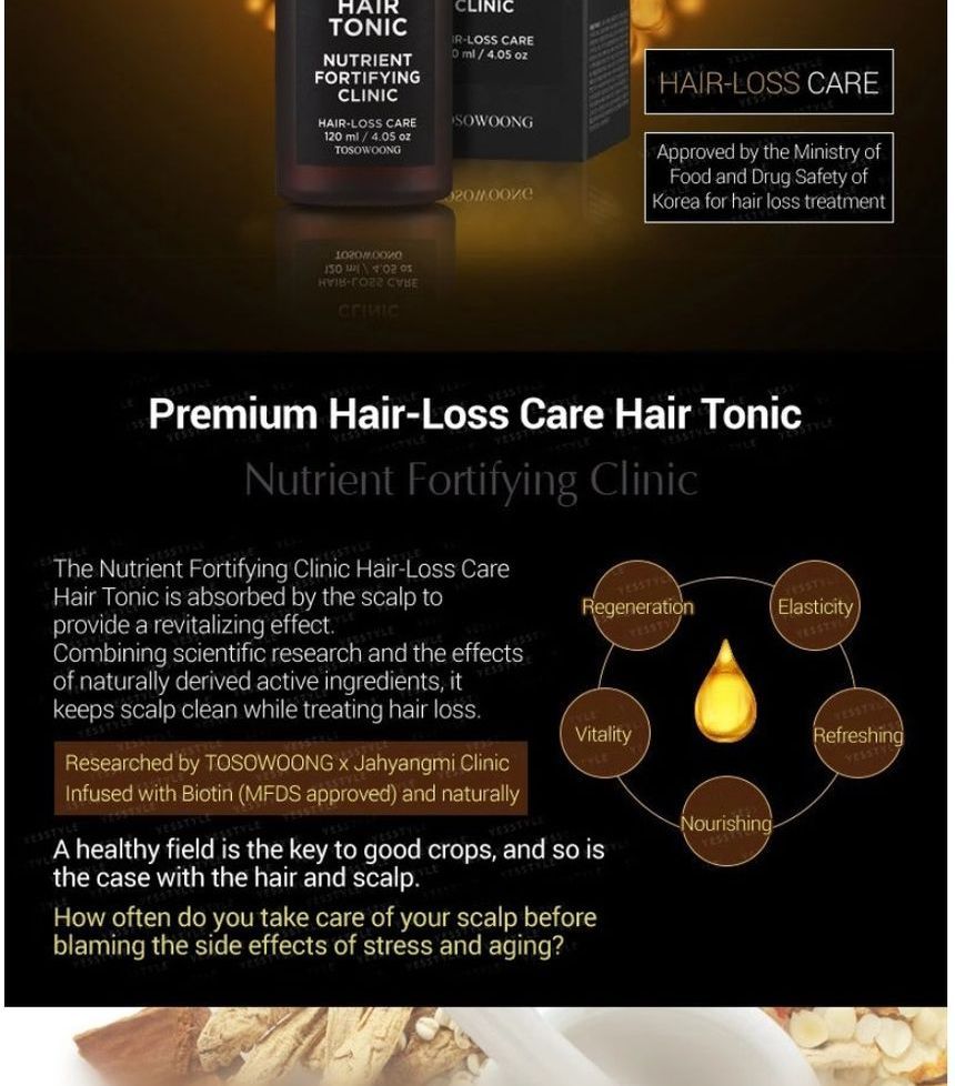 TOSOWOONG - Nutrient Fortifying Clinic Hair-Loss Care Hair Tonic 120ml, 120ml, 160 g, 8809179103350