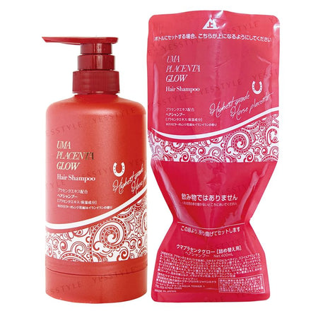 Dr.pro labo Japan - Uma Placenta Glow Shampoo Red Refill & Eco Bottle Set, 400ml, 530 g, 4571430020044