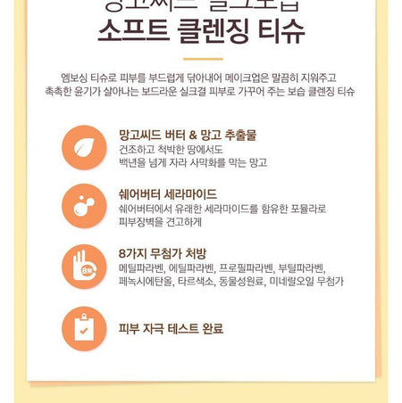 THE FACE SHOP - Mango Seed Soft Cleansing Wipes, 50 pcs, 600 g, 8806182584404