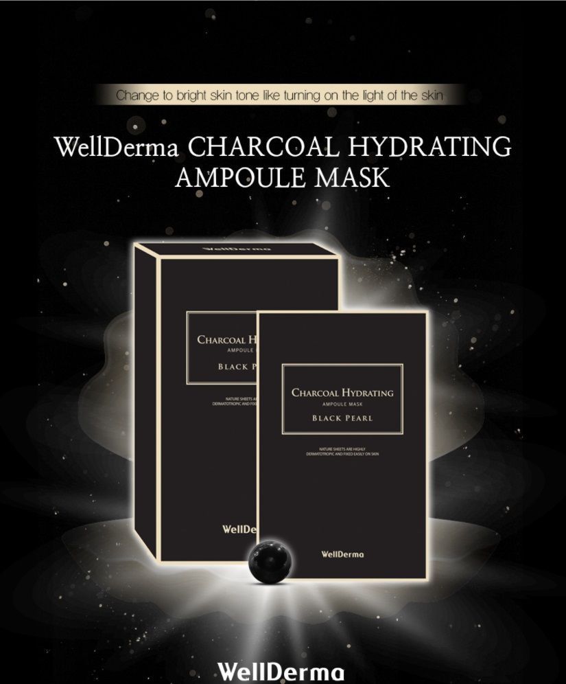 WellDerma - Black Pearl Charcoal Hydrating Ampoule Mask Set, 10 pcs, 600 g, 