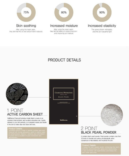 WellDerma - Black Pearl Charcoal Hydrating Ampoule Mask Set, 10 pcs, 600 g, 