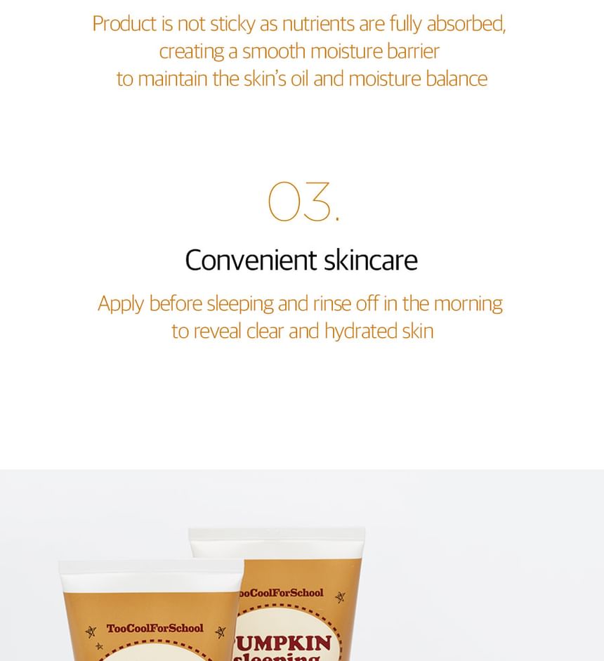 too cool for school - Pumpkin Sleeping Pack, 100ml, 147 g, 8809297210954