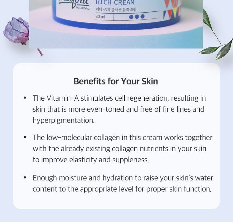 Millford - Vita A & Collagen Rich Cream, 80ml, 150 g, 8809416472393
