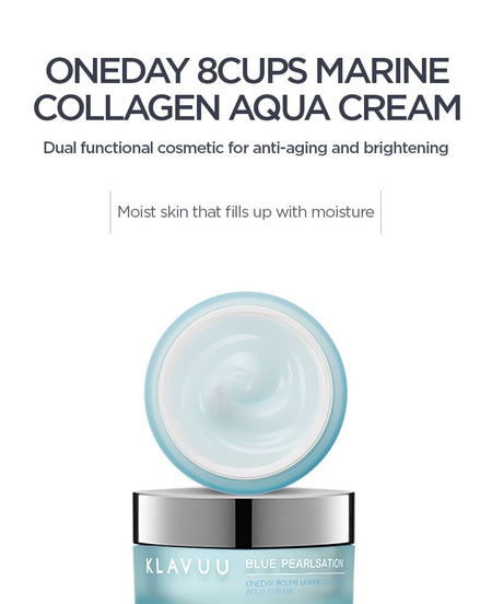 KLAVUU - Blue Pearlsation One Day 8 Cups Marine Collagen Aqua Cream 50ml, 50ml, 192 g, 8809482360419