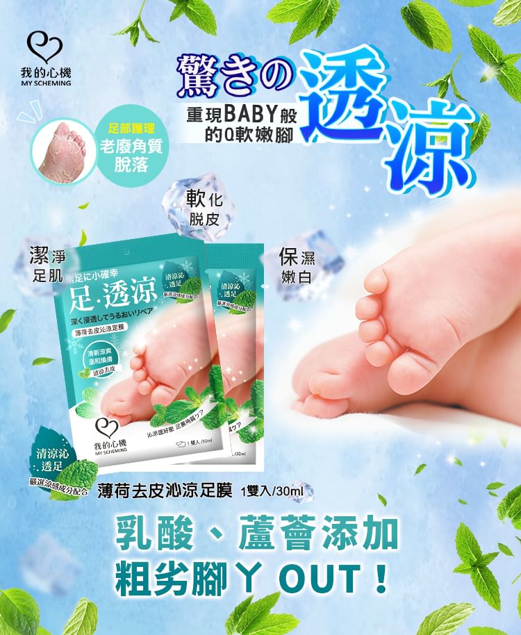 My Scheming - Mint Hard Skin Removal Foot Mask, 1 pair, 48 g, 4713410993829