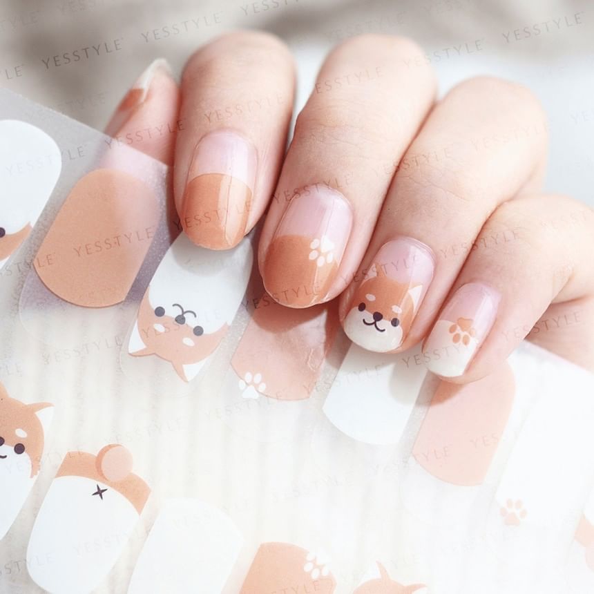Lunacaca - Shiba Inu Step Nail Art Stickers, 24 pcs, 20 g, 4892021007956