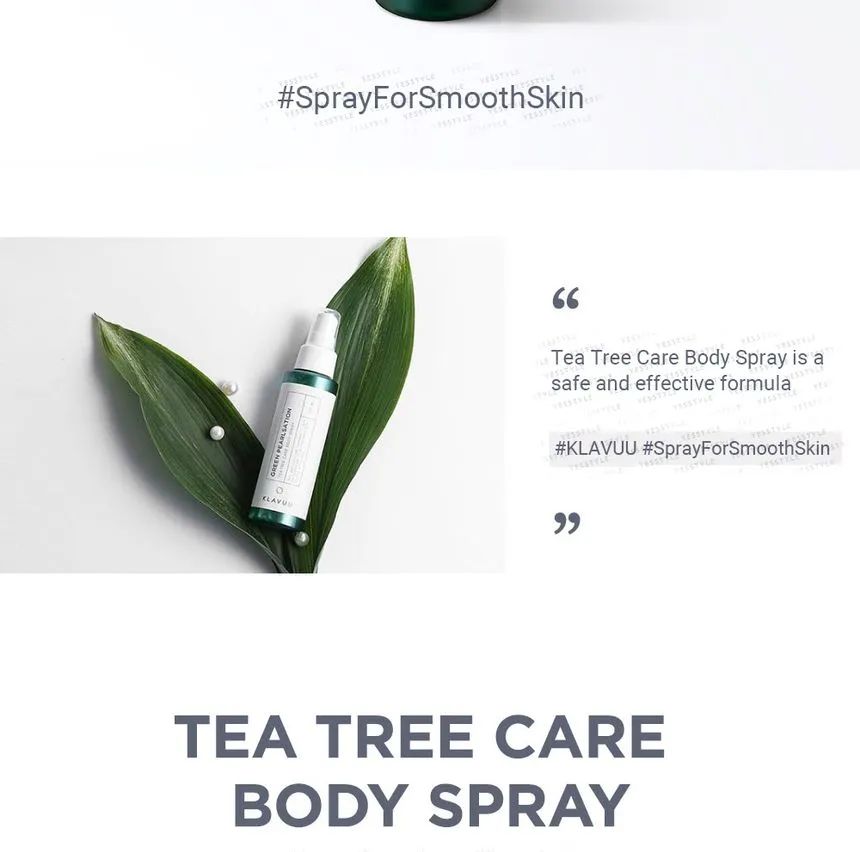 KLAVUU - Green Pearlsation Tea Tree Care Body Spray 100ml, 100ml, 149 g, 8809482360556