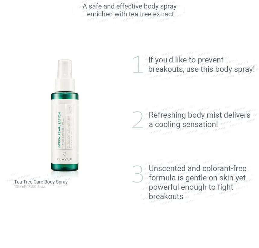 KLAVUU - Green Pearlsation Tea Tree Care Body Spray 100ml, 100ml, 149 g, 8809482360556
