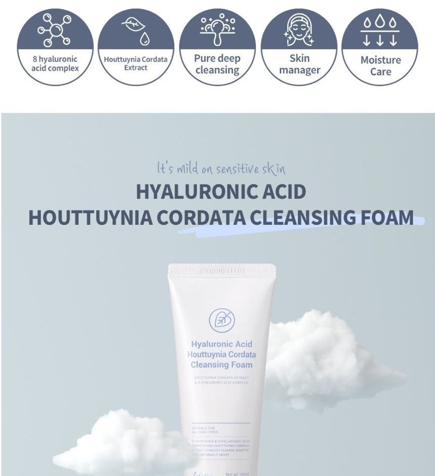 esfolio - Hyaluronic Acid Houttuynia Cordata Cleansing Foam, 100ml, 133 g, 8809589393518