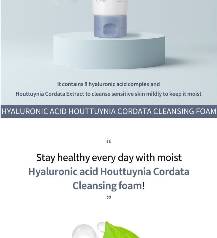 esfolio - Hyaluronic Acid Houttuynia Cordata Cleansing Foam, 100ml, 133 g, 8809589393518