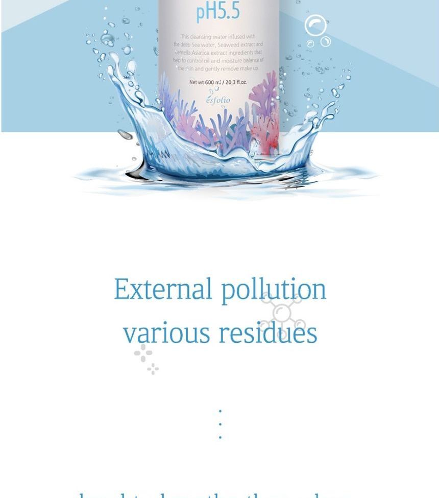 esfolio - pH 5.5 Marine Essence Cleansing Water, 600ml, 647 g, 8809589392672