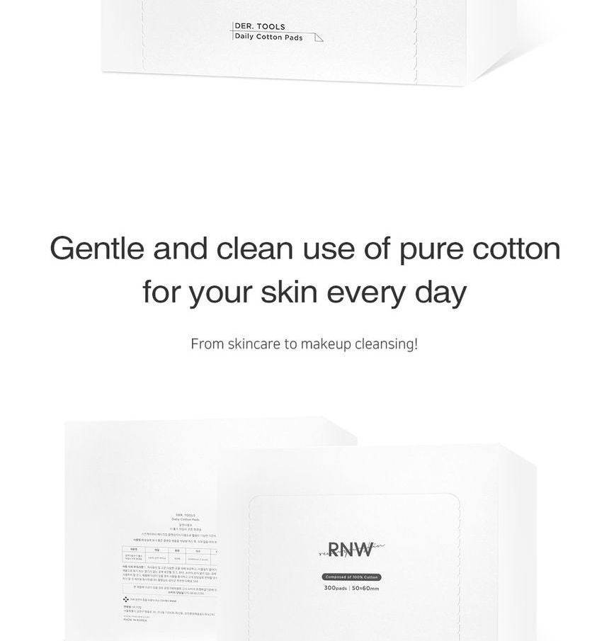 RNW - DER. TOOLS Daily Cotton Pads, 300 pcs, 50 g, 8809635330801