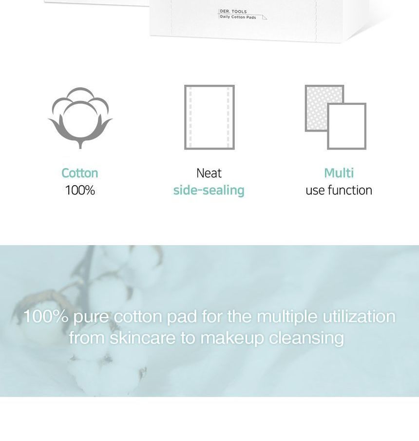 RNW - DER. TOOLS Daily Cotton Pads, 300 pcs, 50 g, 8809635330801