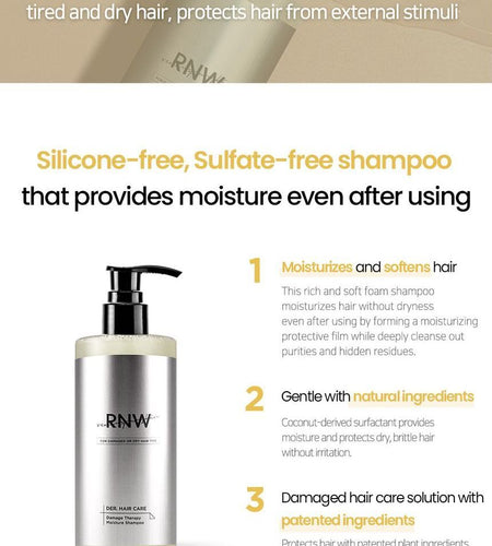 RNW - DER. HAIR CARE Damage Therapy Moisture Shampoo, 300ml, 600 g, 8809635331600