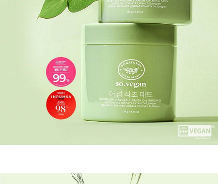 so natural - So Vegan Heartleaf Vinegar Blemish Calming Pads, 70 pads, 340 g, 8809263878034