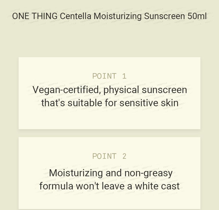ONE THING - Centella Moisturizing Sunscreen, 50ml, 75 g, 8809704190558