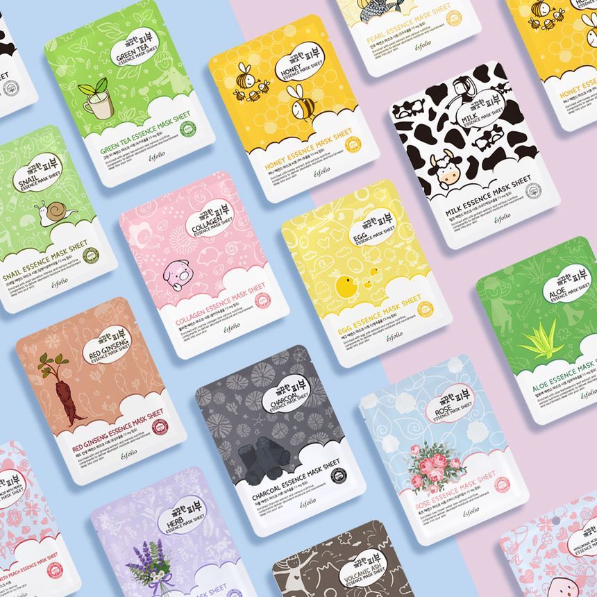 esfolio - Watermelon & Witch Hazel Essence Mask Sheet Set, 10 sheets, 340 g, 8809589393587