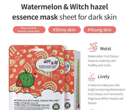 esfolio - Watermelon & Witch Hazel Essence Mask Sheet Set, 10 sheets, 340 g, 8809589393587