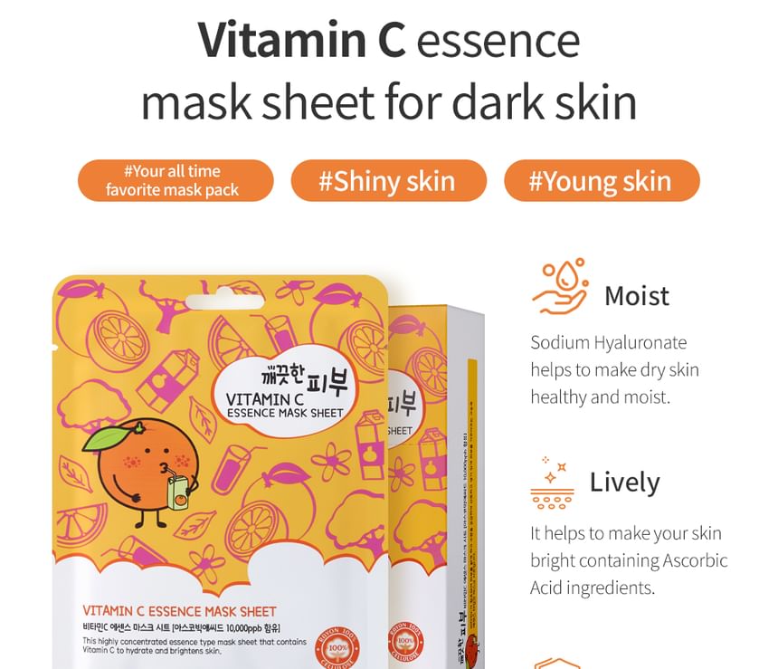 esfolio - Vitamin C Essence Mask Sheet Set, 10 sheets, 339 g, 8809589393631