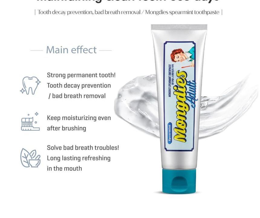mongdies - Spearmint Adult Toothpaste, 100g, 127 g, 8809756580413