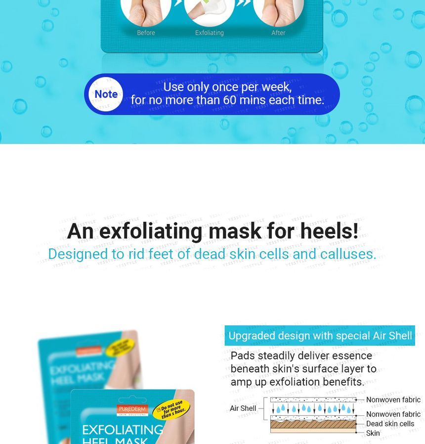 PUREDERM - Exfoliating Heel Mask, 1 pair, 34 g, 8809541193224