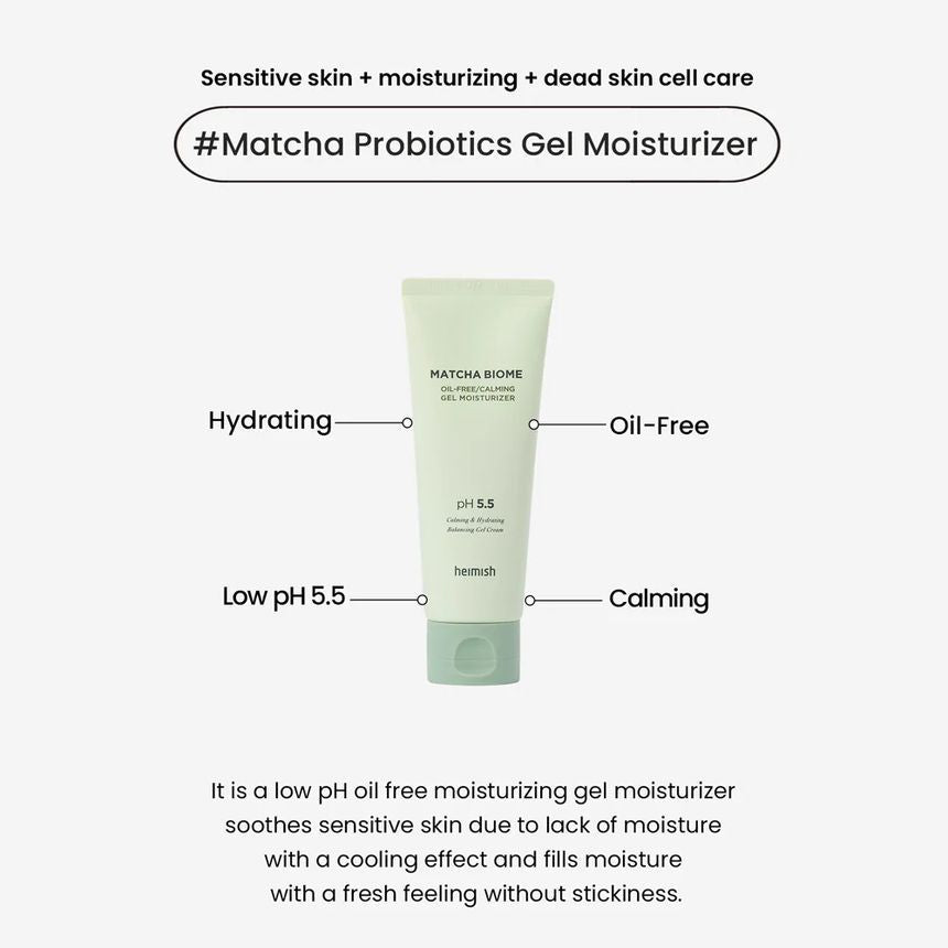 heimish - Matcha Biome Oil-Free Calming Gel Moisturizer, 100ml, 134 g, 8809481761934