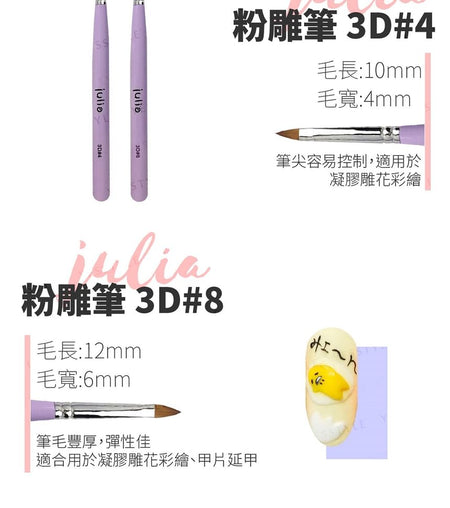 Cosplus - Julia Macaron Nail Art Brush 3D#8, 1 pc, 30 g, 4713233398313