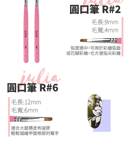 Cosplus - Julia Macaron Nail Art Brush Round R#6, 1 pc, 9 g, 4713233398375