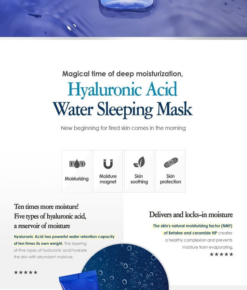 Isntree - Hyaluronic Acid Water Sleeping Mask, New Version - 100ml, 137 g, 8809581076341