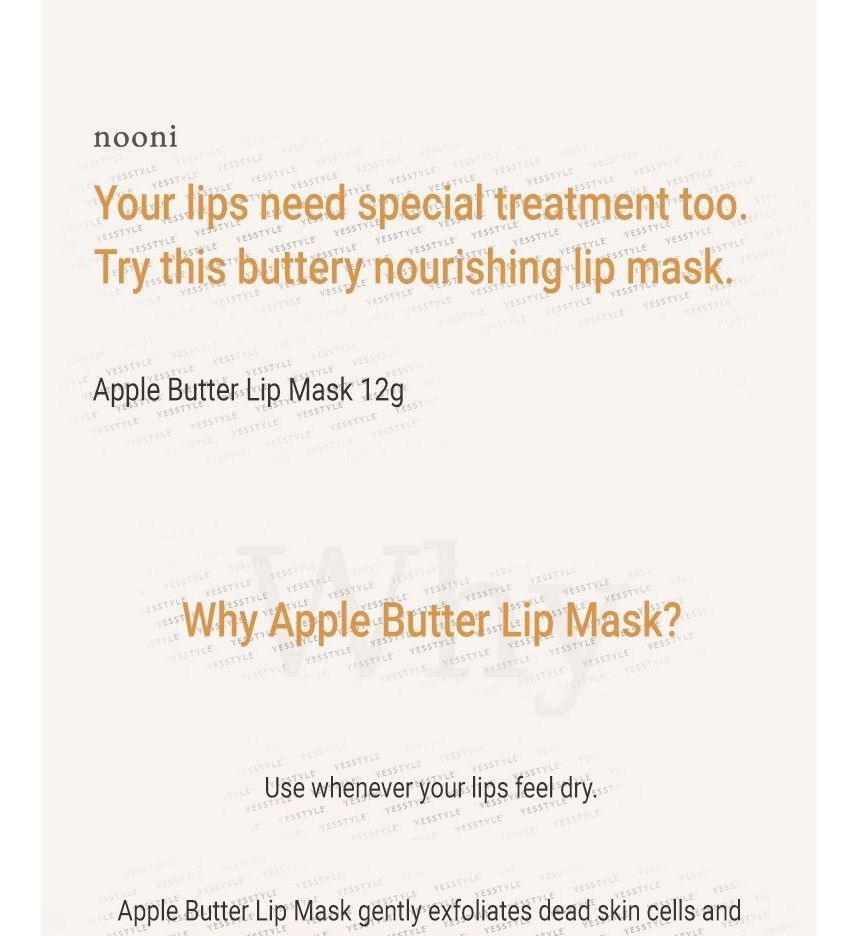 Nooni - Apple Butter Lip Mask, 12g, 45 g, 8806190714640