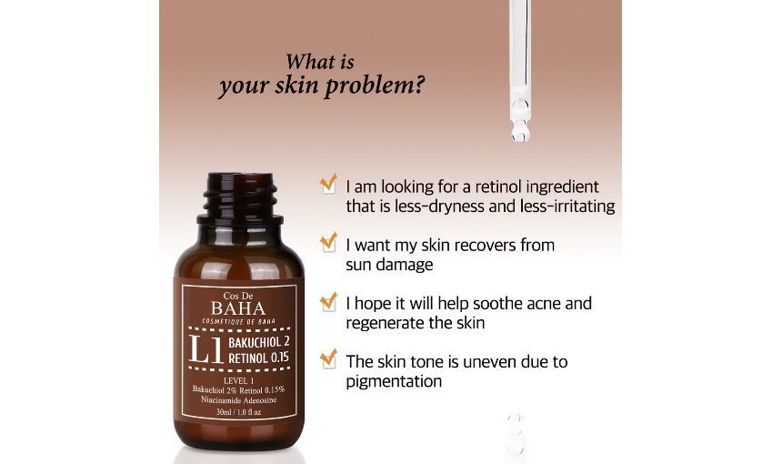 Cos De BAHA - L1 Bakuchiol & Retinol Serum, 30ml, 73 g, 8809240318171