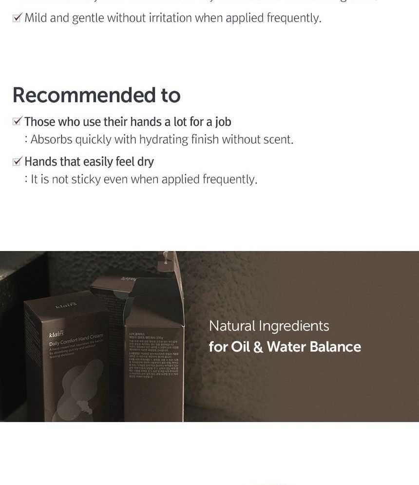 Dear, Klairs - Daily Comfort Hand Cream Jumbo, 370g, 470 g, 8809572890949