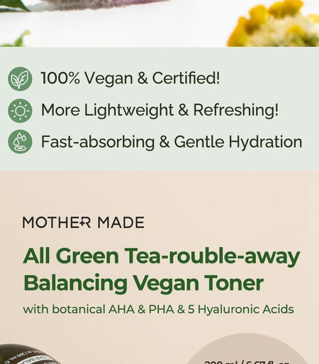 MOTHER MADE - All Green Tea-Rouble-Away Toner, 200ml, 500 g, 8809380061753