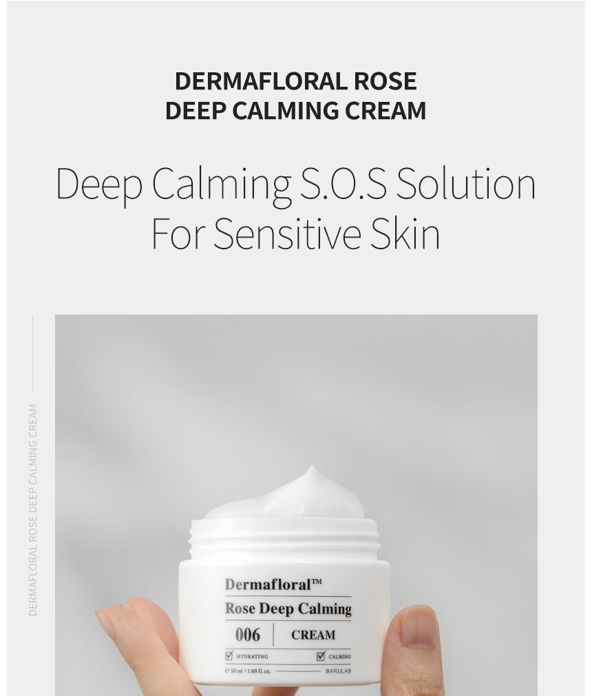 BARULAB - Dermafloral Rose Deep Calming Cream, 50ml, 118 g, 