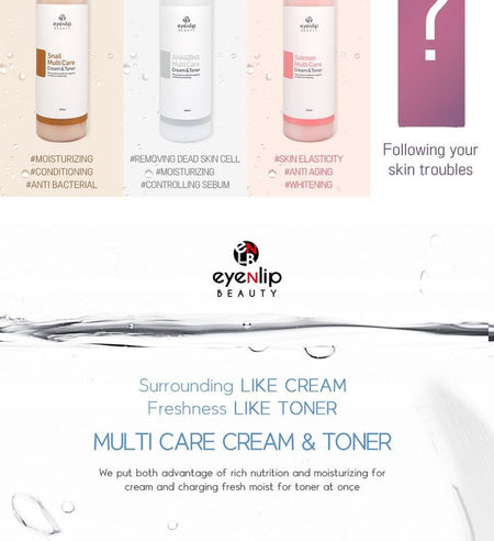 eyeNlip - AHA & BHA Multi Care Cream & Toner , 200ml, 200 g, 8809555253716