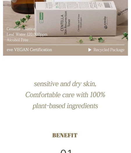 eyeNlip - Centella Skin Resurrection Toner, 150ml, 380 g, 8809555253068