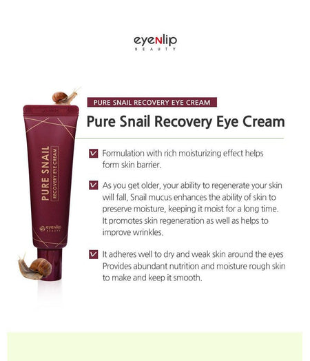 eyeNlip - Pure Snail Recovery Eye Cream, 30ml, 80 g, 8809555252276