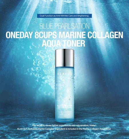 KLAVUU - Blue Pearlsation One Day 8 Cups Marine Collagen Aqua Toner 140ml, 140ml, 255 g, 8809482360402